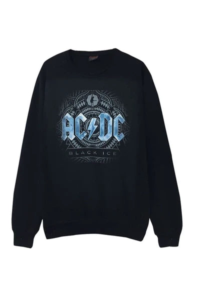 AC/DC baskılı lacivert sweatshirt