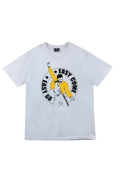 fame-stoned Queen Baskılı Unisex %100 Pamuk Beyaz T-shirt