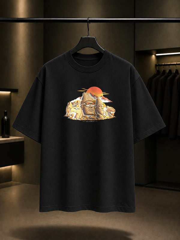 Adıyaman Nemrut Dağı baskılı siyah t-shirt