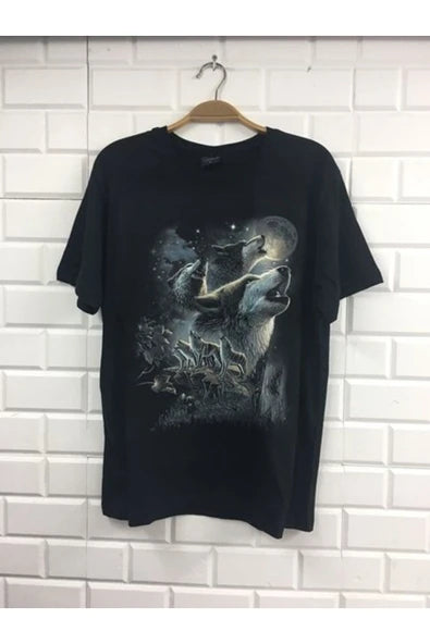 fame-stoned Kurt Baskılı Unisex %100 Pamuk Siyah T-shirt