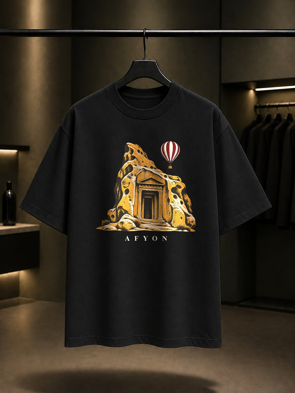 Afyon Frig Vadisi baskılı siyah t-shirt