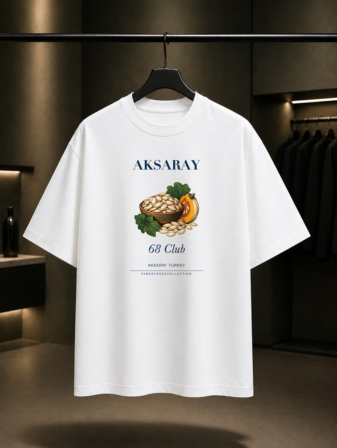 Aksaray Kabak Çekirdeği 68 Club baskılı beyaz t-shirt