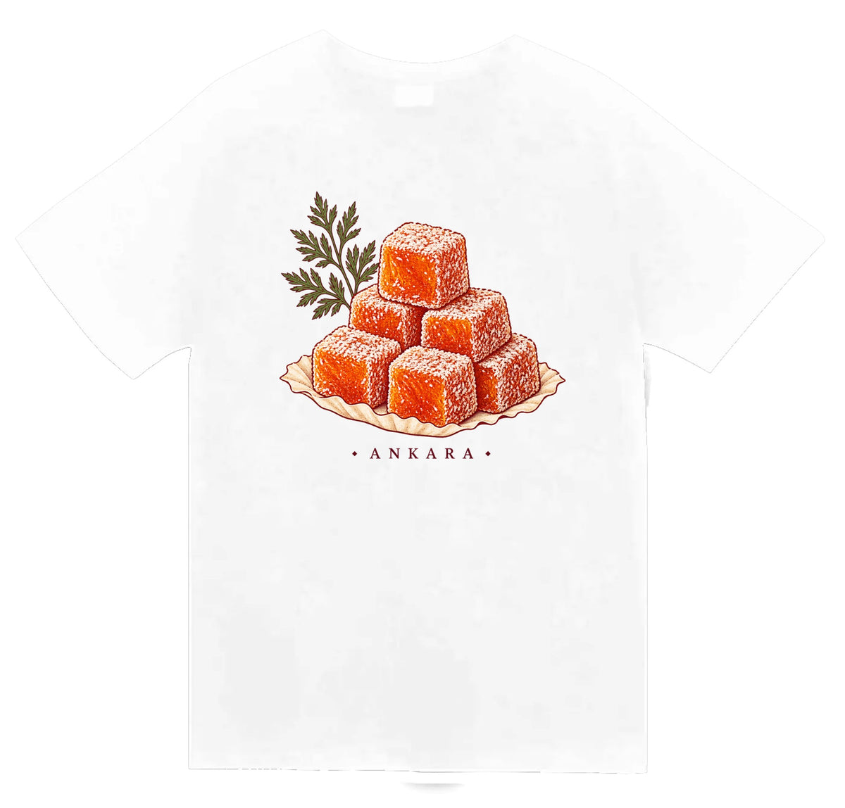 Ankara Havuç Lokumu baskılı beyaz t-shirt