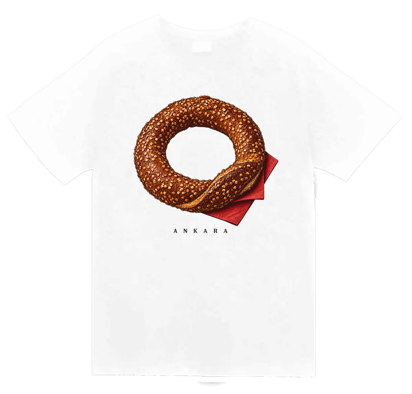 Ankara Simidi baskılı beyaz t-shirt