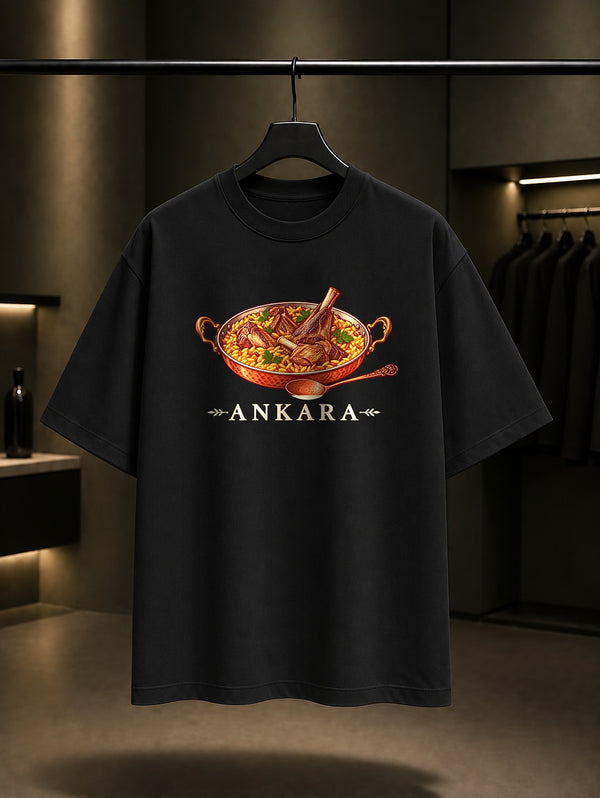 Ankara Tavası baskılı siyah t-shirt