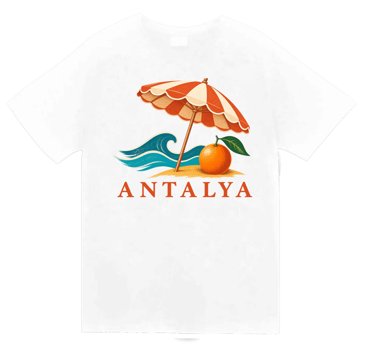 Antalya Akdeniz Sahili baskılı beyaz t-shirt