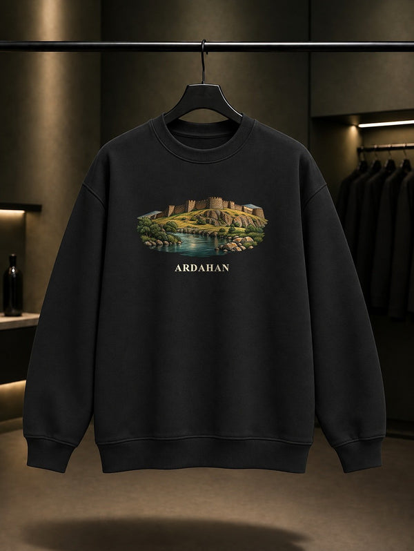 Ardahan Kalesi baskılı siyah sweatshirt