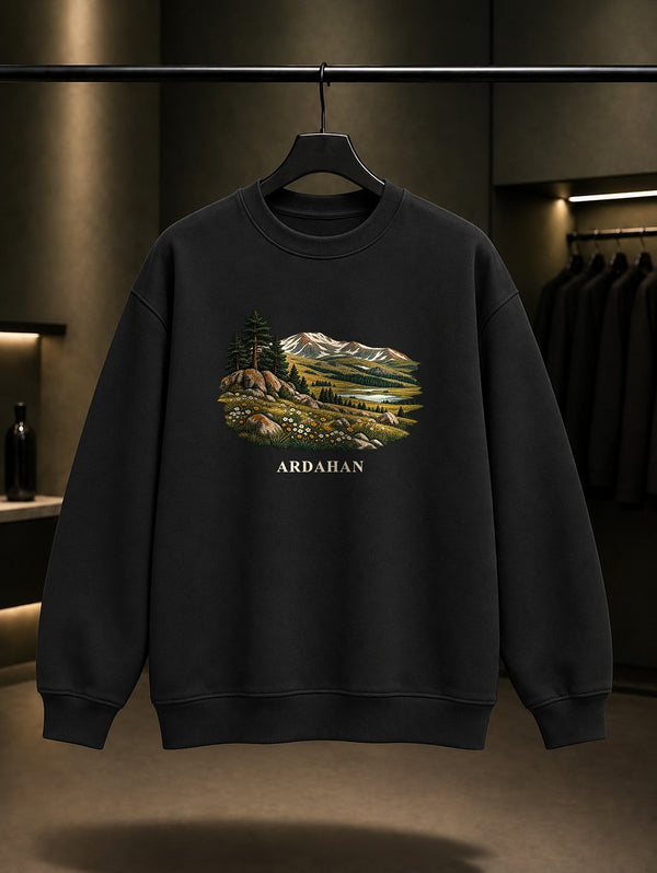 Ardahan Yalnızçam baskılı siyah sweatshirt