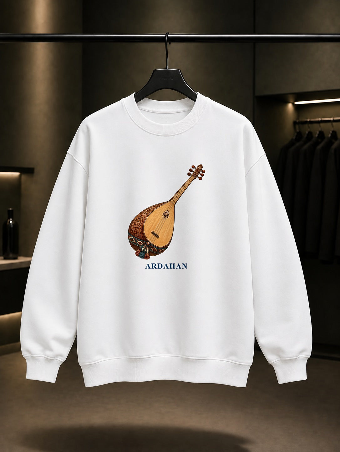 Ardahan Âşık Şenlik Saz baskılı beyaz sweatshirt