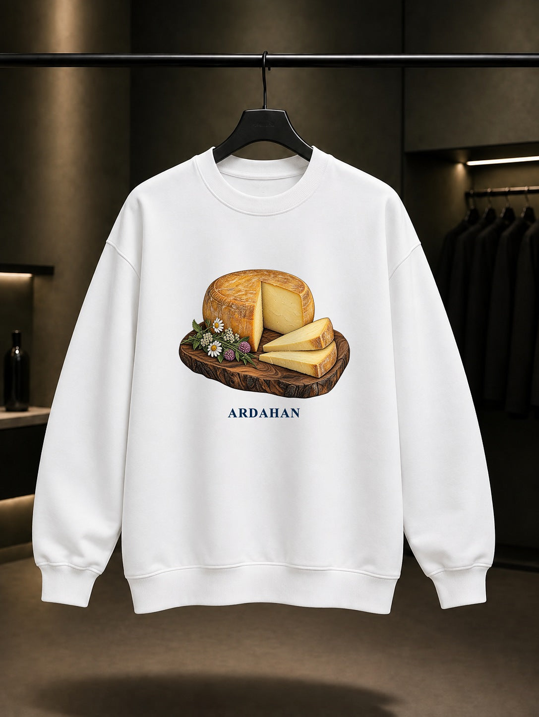Ardahan Göle Kaşarı baskılı beyaz sweatshirt
