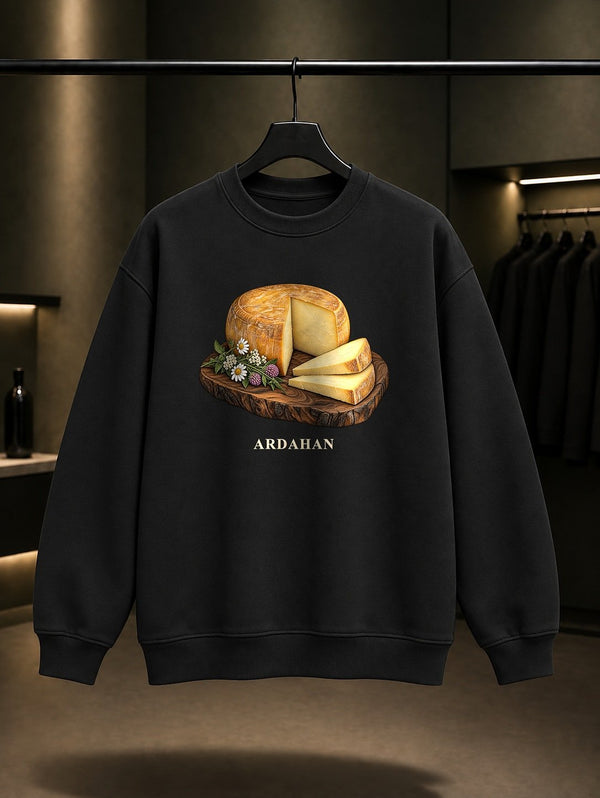 Ardahan Göle Kaşarı baskılı siyah sweatshirt