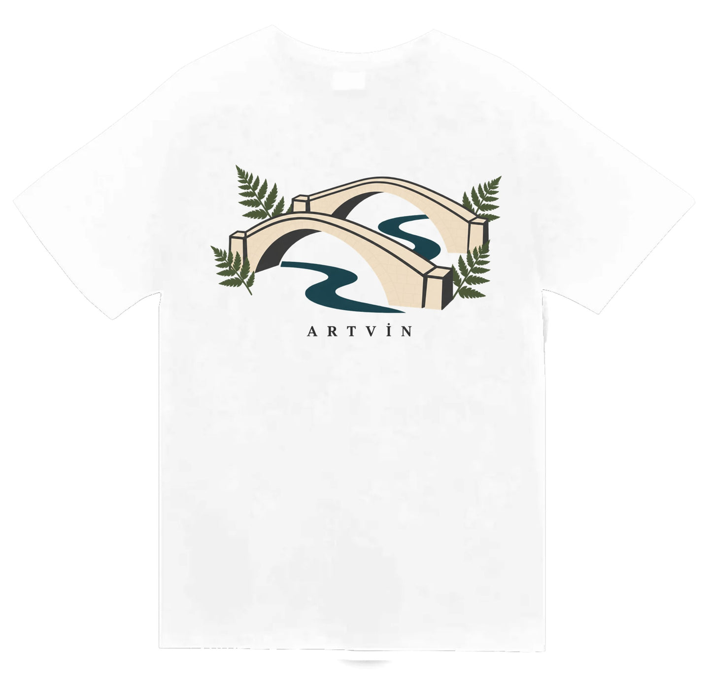 Artvin Çifte Köprü baskılı beyaz t-shirt
