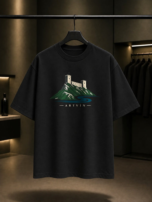 Artvin Livane Kalesi baskılı siyah t-shirt