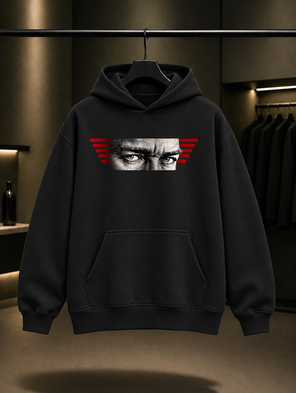 Optical Gaze Baskılı Unisex %100 Pamuk Kapüşonlu Sweatshirt