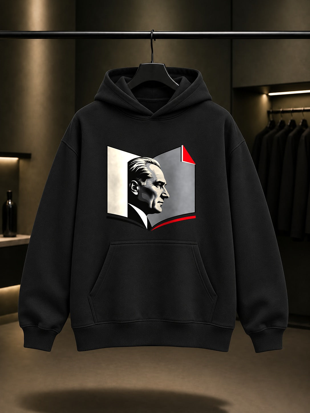 Open Page Baskılı Unisex %100 Pamuk Kapüşonlu Sweatshirt