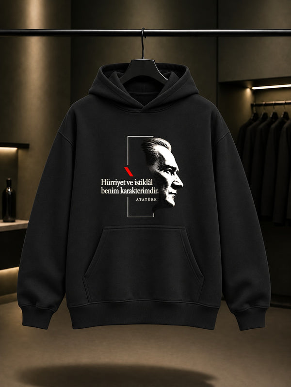 Freedom Break Baskılı Unisex %100 Pamuk Kapüşonlu Sweatshirt