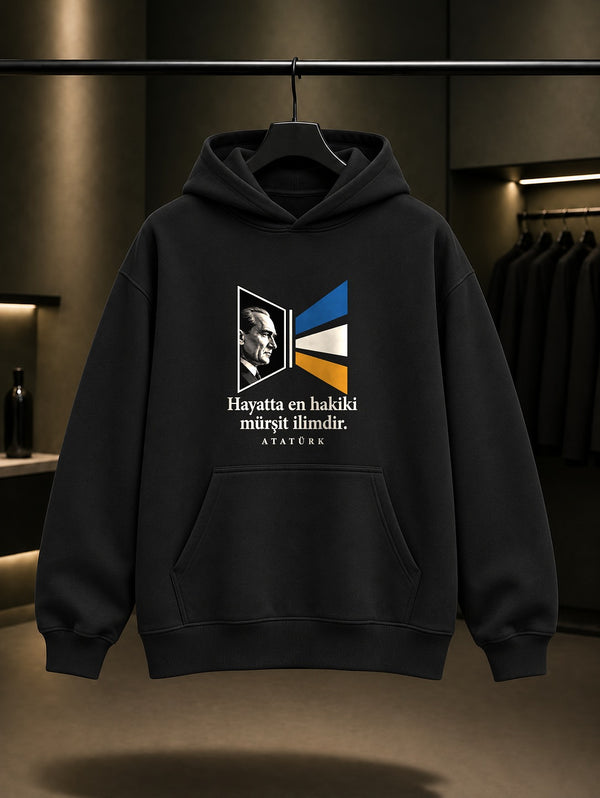 Science Prism Baskılı Unisex %100 Pamuk Kapüşonlu Sweatshirt