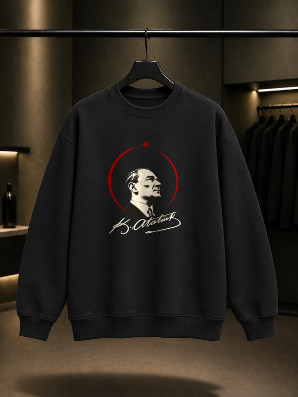 Crescent Orbit Baskılı Unisex %100 Pamuk Sweatshirt