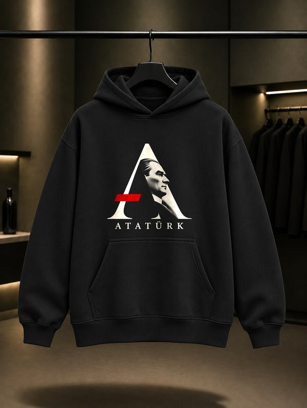 Monogram Cut Baskılı Unisex %100 Pamuk Kapüşonlu Sweatshirt