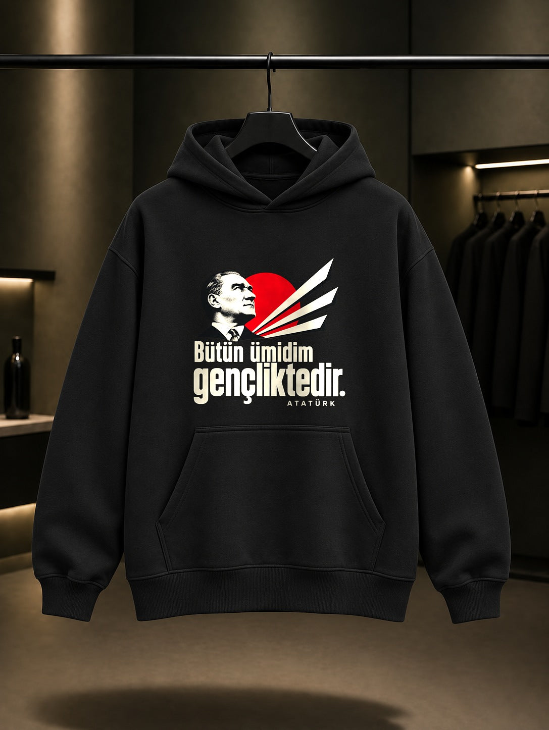 Youth Sun Baskılı Unisex %100 Pamuk Kapüşonlu Sweatshirt