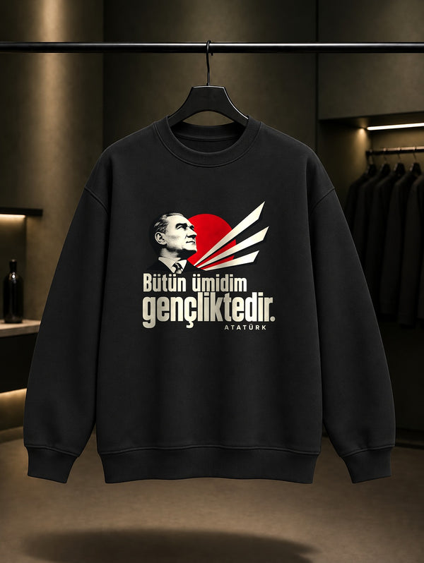 Youth Sun Baskılı Unisex %100 Pamuk Sweatshirt