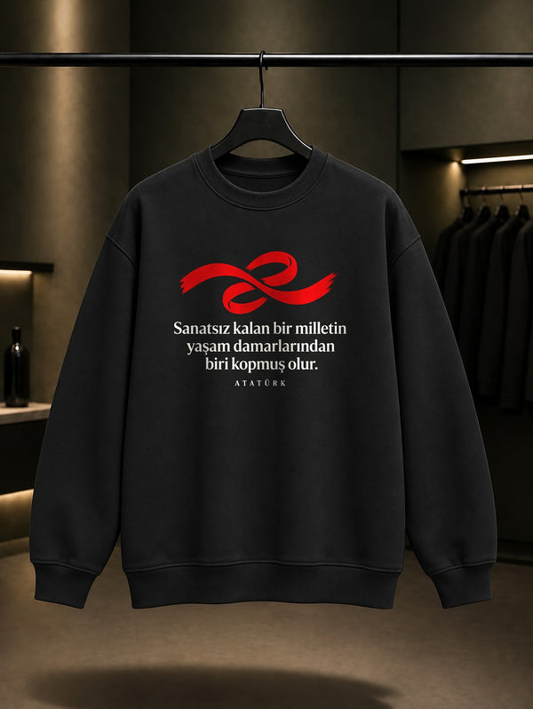 Art Lifeline Baskılı Unisex %100 Pamuk Sweatshirt