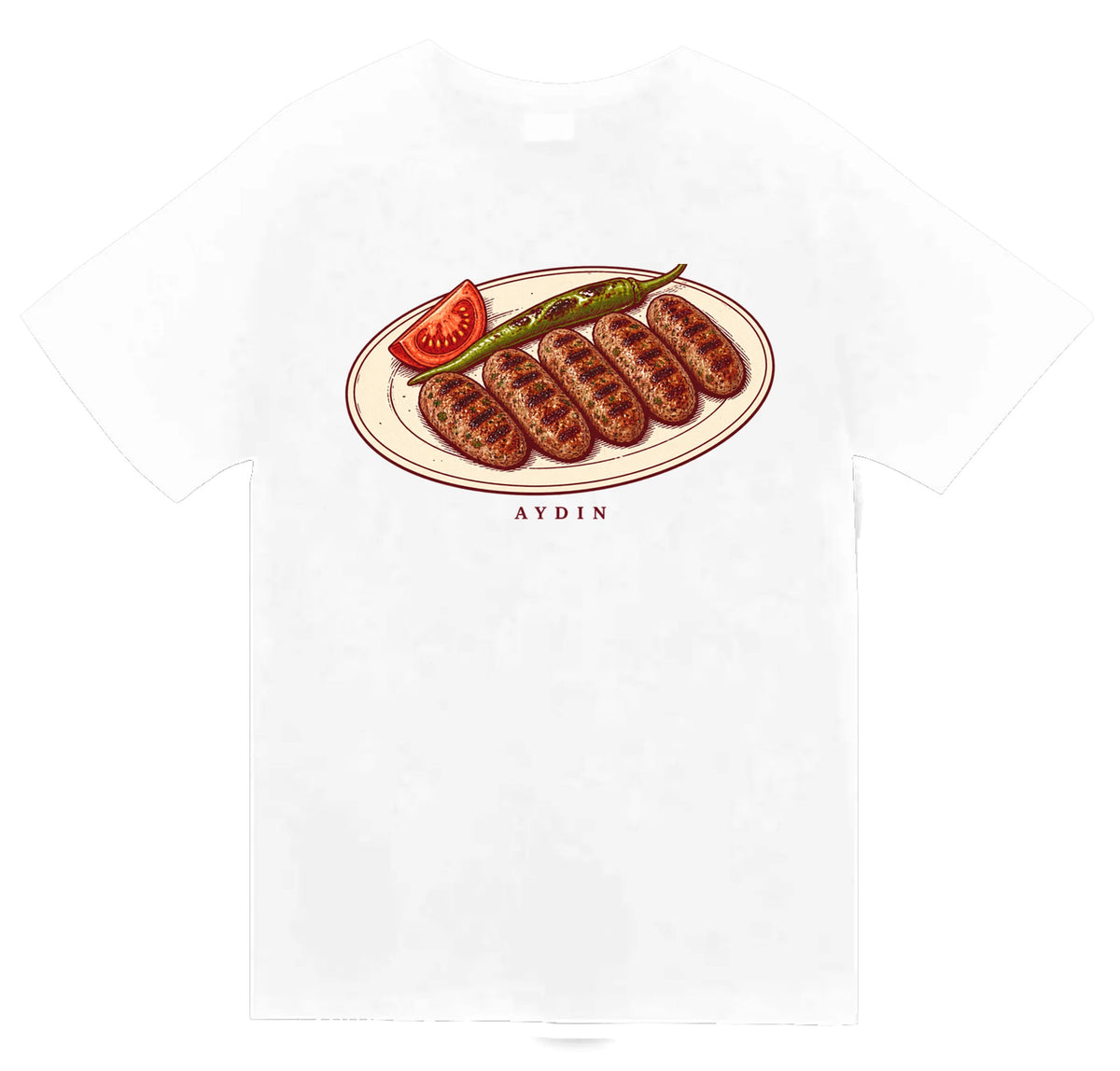 Aydın Çine Köftesi baskılı beyaz t-shirt