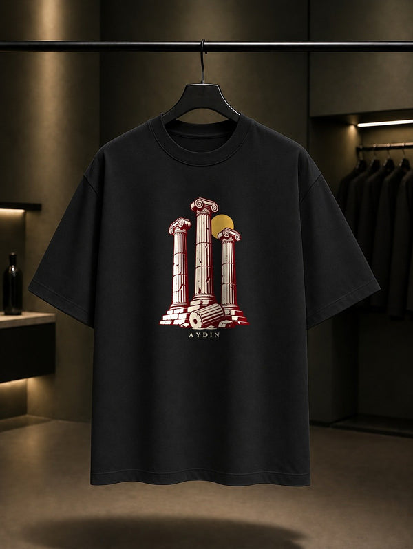 Aydın Didyma Apollon Tapınağı baskılı siyah t-shirt