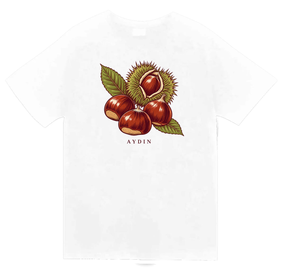 Aydın Kestanesi baskılı beyaz t-shirt