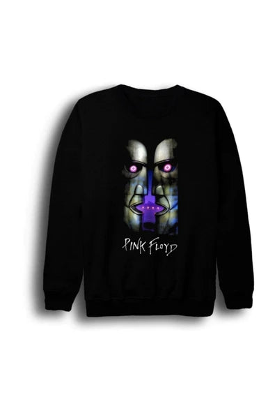 Pink Floyd The Division Bell baskılı siyah sweatshirt