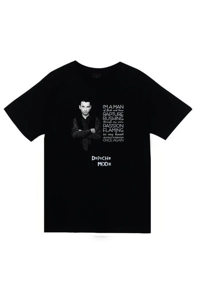 fame-stoned Depeche Mode Baskılı Unisex %100 Pamuk Siyah T-shirt