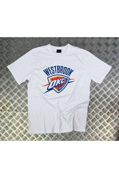 Oklahoma - Russell Westbrook baskılı beyaz tişört