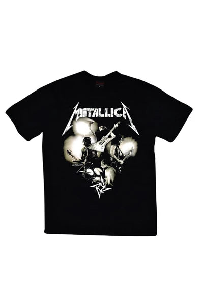 fame-stoned Metallica Baskılı Unisex %100 Pamuk Siyah T-shirt