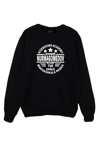 Khabib Nurmagomedov baskılı siyah sweatshirt
