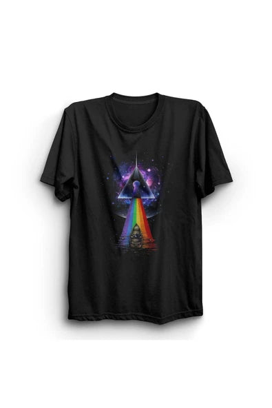 fame-stoned Pink Floyd Baskılı Unisex %100 Pamuk Siyah T-shirt