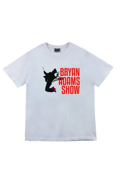 Bryan Adams Show yazısı baskılı beyaz tişört