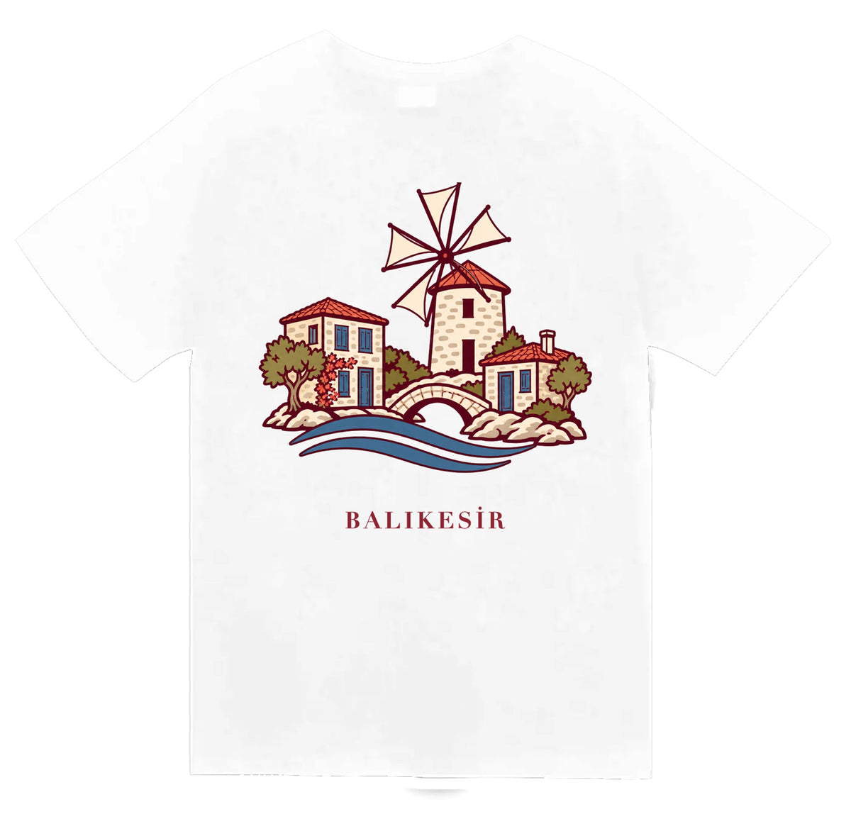 Balıkesir Cunda Adası baskılı beyaz t-shirt