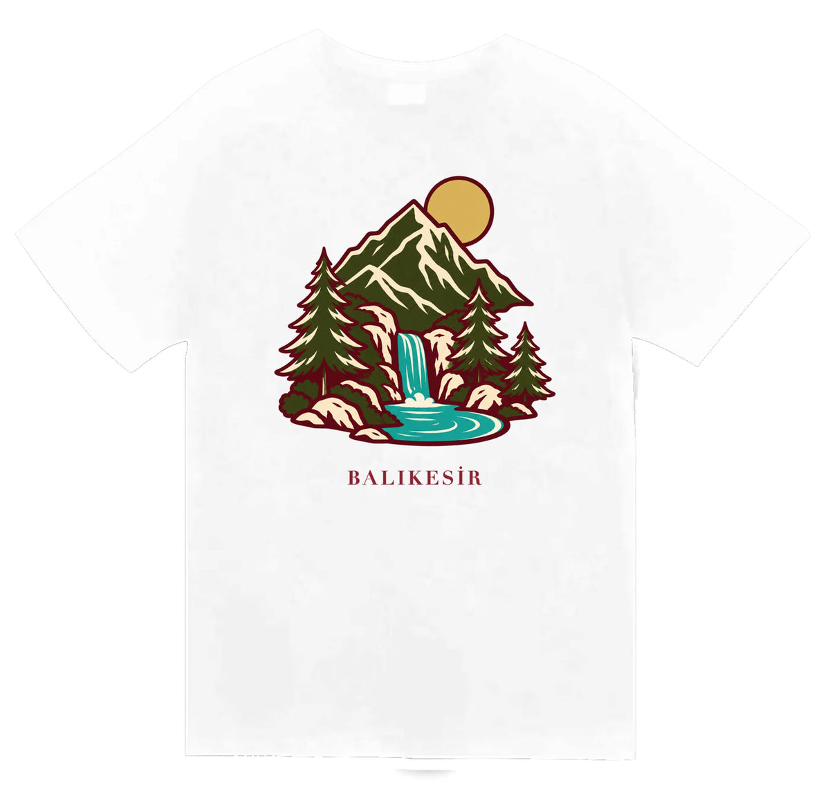 Balıkesir Kaz Dağları baskılı beyaz t-shirt