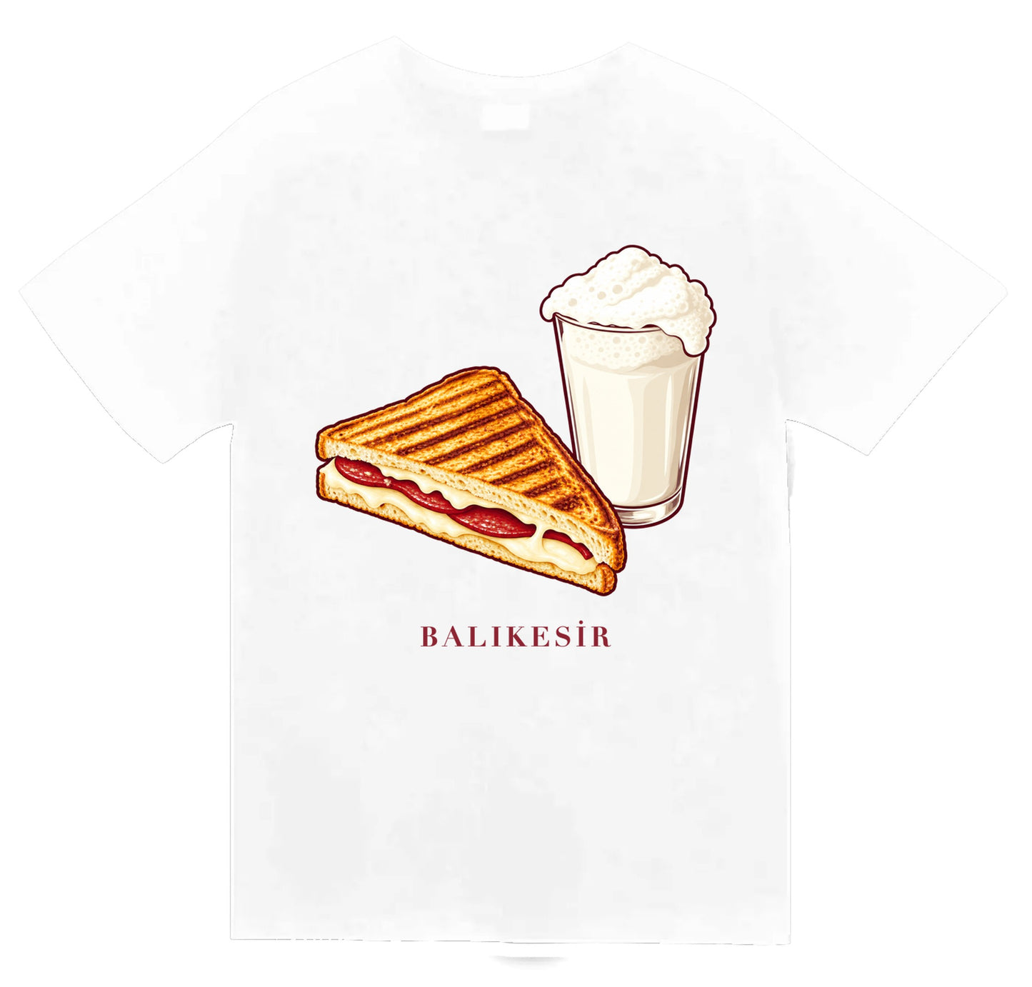Balıkesir Susurluk Tostu baskılı beyaz t-shirt