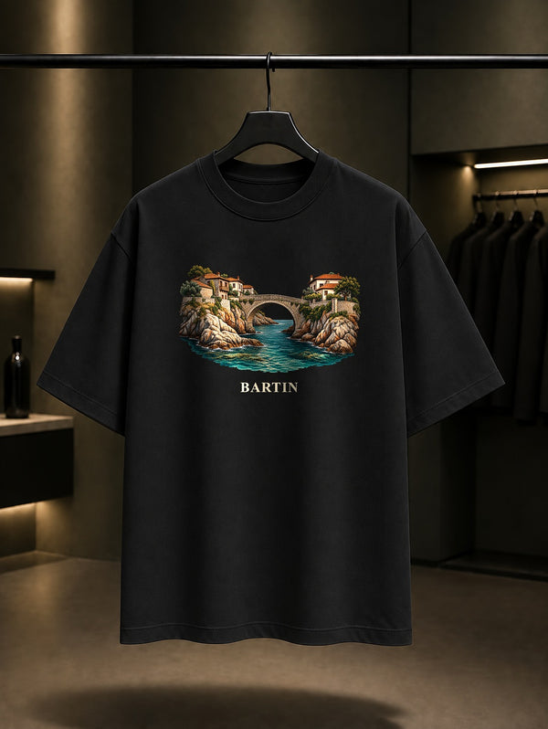 Bartın Amasra Kemere baskılı siyah t-shirt