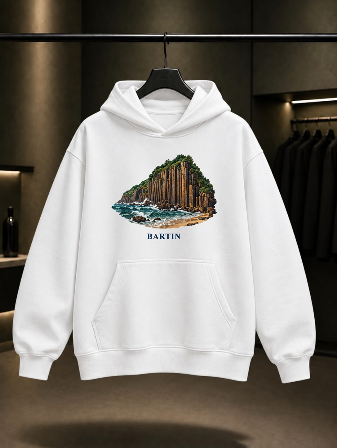 Bartın Guzelcehisar baskılı beyaz kapüşonlu sweatshirt