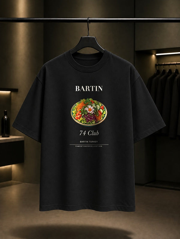 Bartın Amasra Salatasi 74 Club baskılı siyah t-shirt