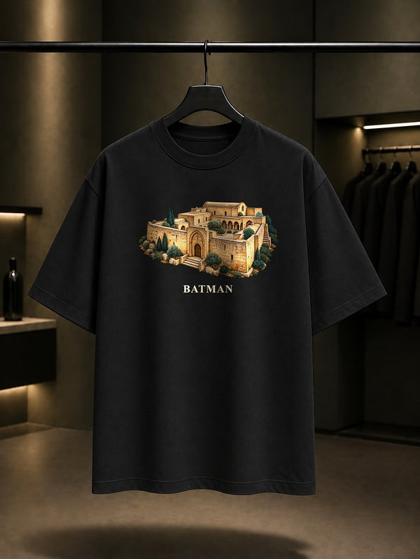Batman Mor Kiryakus baskılı siyah t-shirt