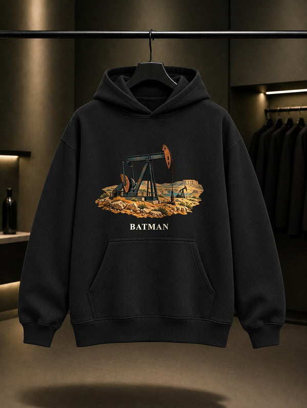 Batman Raman Petrol baskılı siyah kapüşonlu sweatshirt