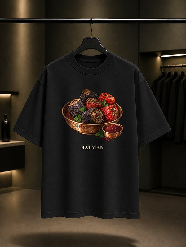 Batman Sumaklı Dolma baskılı siyah t-shirt