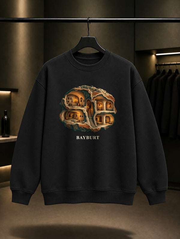 Bayburt Aydıntepe baskılı siyah sweatshirt