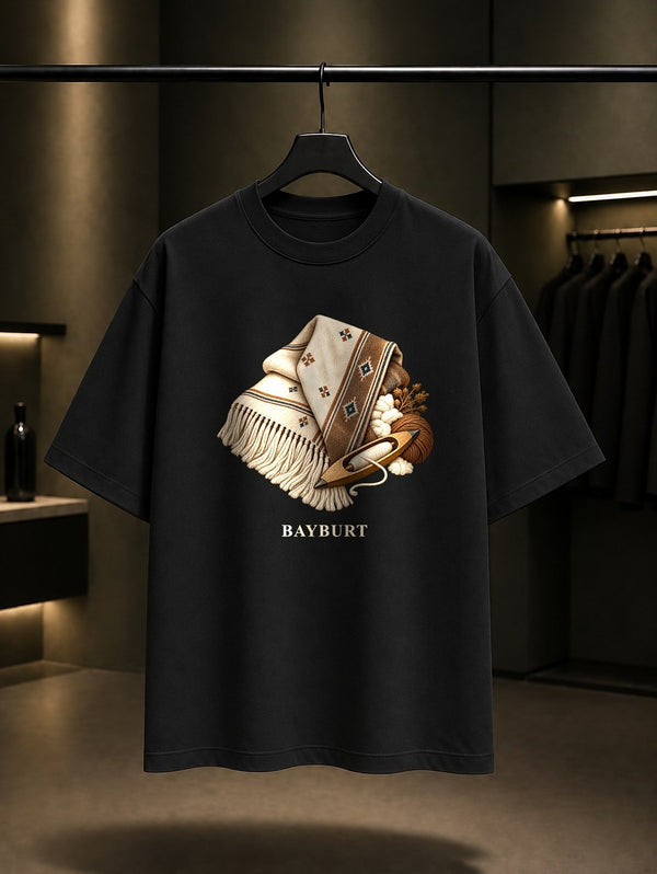 Bayburt Ehram Dokuma baskılı siyah t-shirt