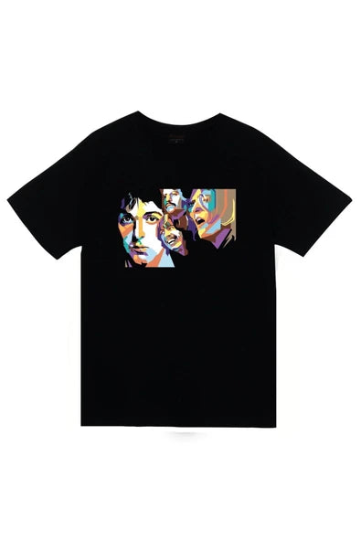 fame-stoned The Beatles Baskılı Unisex %100 Pamuk Siyah T-shirt