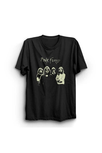 fame-stoned Pink Floyd Baskılı Unisex %100 Pamuk Siyah T-shirt