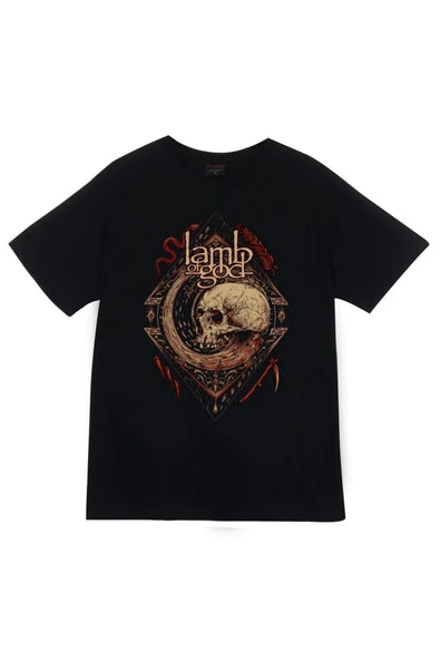 fame-stoned Lamb Of God Baskılı Unisex %100 Pamuk Siyah T-shirt